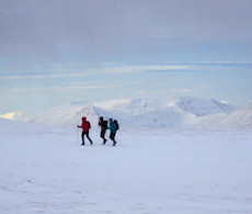 Nearing A'Bhuidheanach Bheag's summit, Ben Alder behind